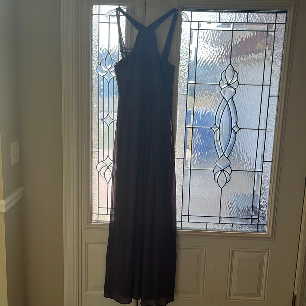 Long dark purple bridesmaid dress
